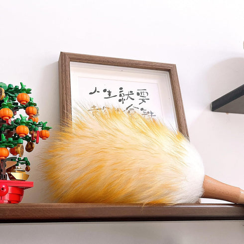 Feather Duster: Lambswool Duster with Solid Wooden Handle, Anti-Static Washable Reusable Small Hand Duster for Home