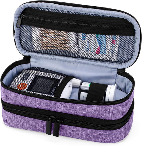 Yarwo Insulin Cooler Travel Case, Double-Layer Diabetic Organizer with 2 Ice Packs for Insulin Pens, Blood Glucose