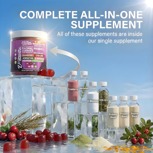 Gummies Gummy Vaginal Probiotic For Women | Prebiotics Cranberry D-Mannose Uva-Ursi Digestive Enzymes | Vaginal Health