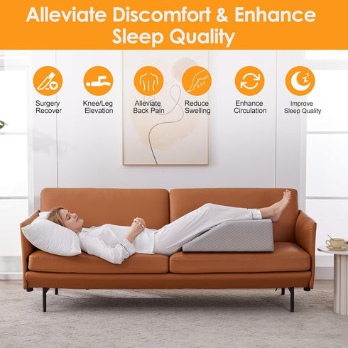 Leg Elevation Pillows for Sleeping, Memory Foam Wedge Pillow for Legs, Non-Slip Base, Removable Cover for Back Pain (10