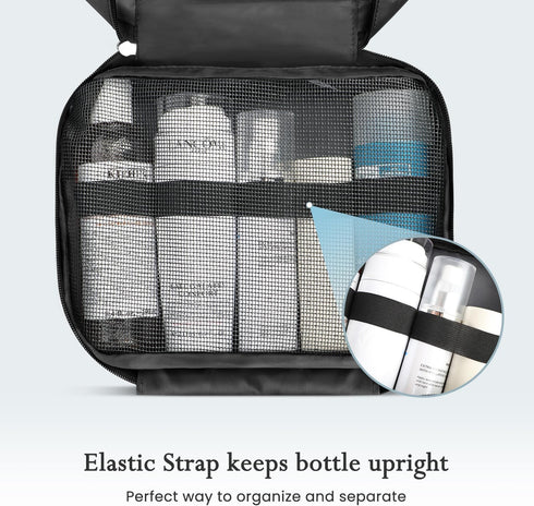 Maliton Toiletry Bag for Men & Women, Hanging Travel Organizer with 4 Compartments, Waterproof Bathroom Shower Bag