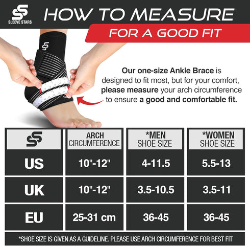 Sleeve Stars Ankle Brace for Sprained Ankle & Plantar Fasciitis Relief, Achilles Tendonitis Brace & Compression Strap
