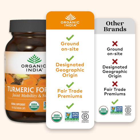 ORGANIC INDIA Turmeric Curcumin Herbal Supplement, Immune System Support, Organic Trikatu, 90 Capsules, 2 Pack