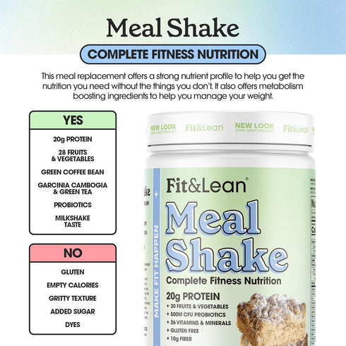 Fit & Lean Meal Shake, Fat Burning Meal Replacement, Protein, Fiber, Probiotics, Coffee Crumb Cake, 1lb