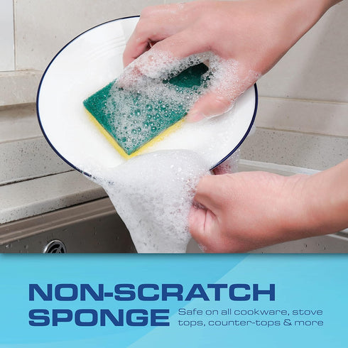 SCRUBIT 48 Pack Heavy Duty Scrub Sponges, Dual Sided Dish Sponge Ideal for Cleaning Kitchen, Dishes, Bathroom