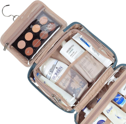NISHEL Large Size Toiletry Bag for Women, Travel Essentials Organizer, Hanging Makeup Case for Cosmetics