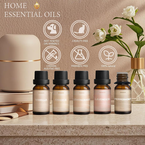 NHNNHN 6 Set, Essential Oils for Diffuser and Home, Top Aromatherapy Oils Gift Pure Aromatherapy Diffuser Oil