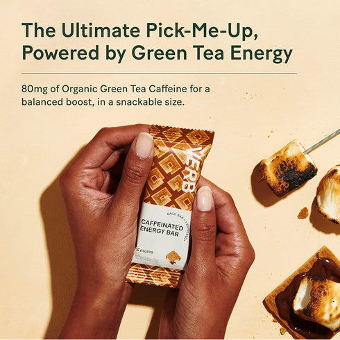 Verb Energy - S'mores Caffeinated Snack Bars, 110-Calorie Low Sugar Vegan Nutrition Bars, Pack of 16
