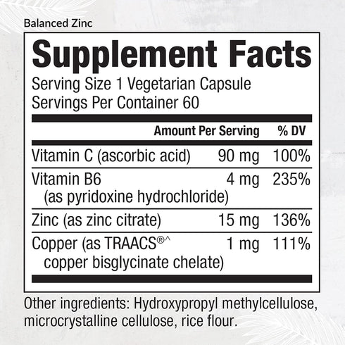 EquiLife - Balanced Zinc, Immune Support Supplement, Rich in Antioxidant, Zinc Copper Supplement, Source of Vitamin C, & Vitamin B6, Promotes Energy & Mood Support, Vegan, Non-GMO (60 Capsules)