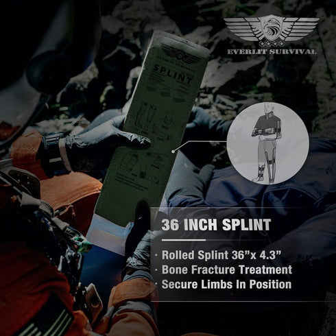 EVERLIT 36 Inch Survival Splint, Lightweight Reusable Waterproof First Aid Tactical Field Splint for Bone Fracture