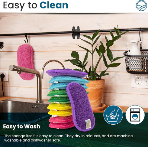 10 Kitchen Sponges Pack - Washable and Reusable Dishes Sponge Scrub Sponge 6 X 3 inches Multicolored