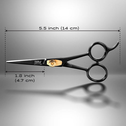 Razor Sharp Beard & Mustache Scissors, 5" High Carbon Stainless Steel Facial Hair Trimming Shears, Right Handed, Black