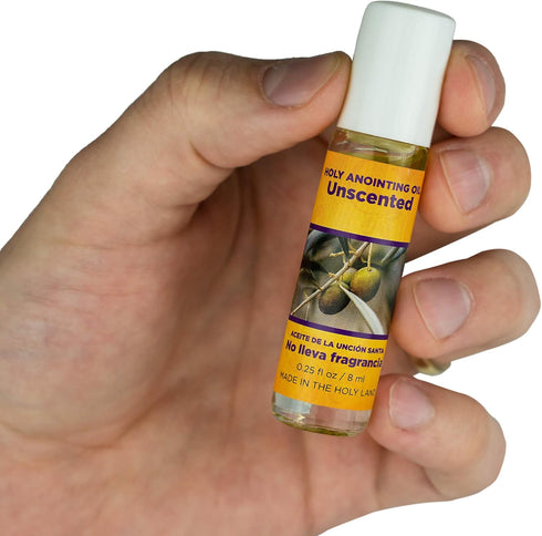 Set 6 0.25 oz Unscented Anointing Oil from Israel, Bulk of Roll On Bottles, Made in the Holy Land of Jerusalem, Each