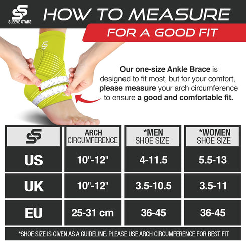 Sleeve Stars Ankle Support for Ligament Damage, Plantar Fasciitis & Achilles Tendonitis Pain Relief, Compression Strap