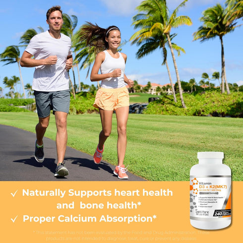 Vitamin D3 (10000 IU) + K2 / MK7 (100 mcg) Supplement (8 Months Supply) - High Potency Non-GMO Formula