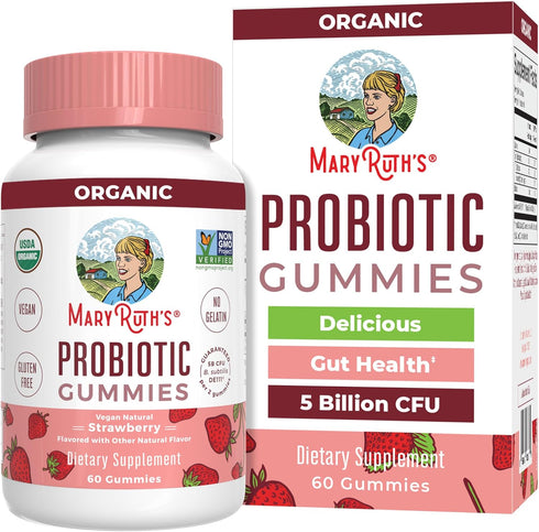 MaryRuth Organics USDA Organic Probiotic Gummies, Digestive & Immune Support, 2.5 Billion CFU, 60 Count