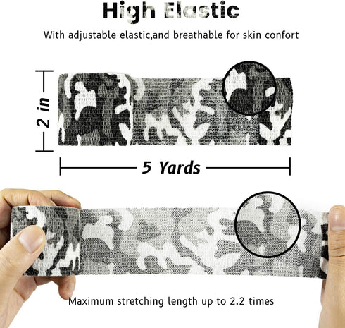 9 Rolls Self Adhesive Wrap Athletic Tape Gauze, Breathable Elastic Cohesive Bandage for Sports Injury & Pet (City Camo)