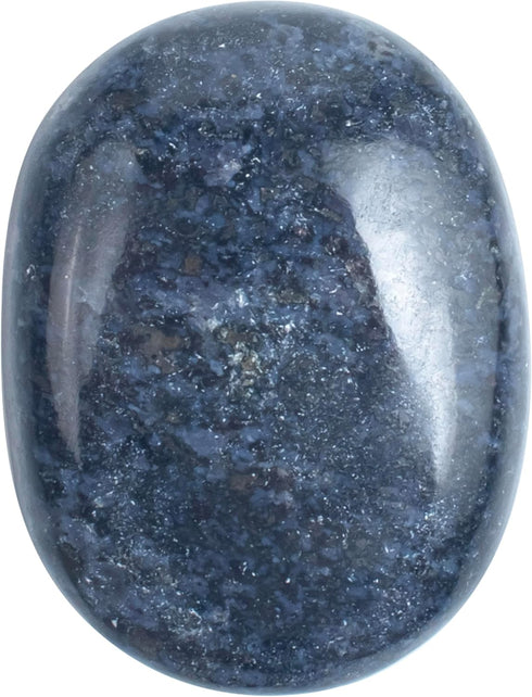 Indigo Gabbro Palm Stone, Large Oval Worry Stone for Chakra Healing, Hand Carved Pocket Massage Stone (55-60mm)