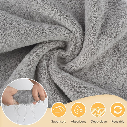 SUNLAND Microfiber Face Cloth, Reusable Makeup Remover Facial Cleansing Towel, 12inchx12inch, 6 Pack Grey