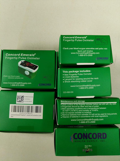 Concord Emerald Fingertip Pulse Oximeter with Reversible Display and Carrying Case