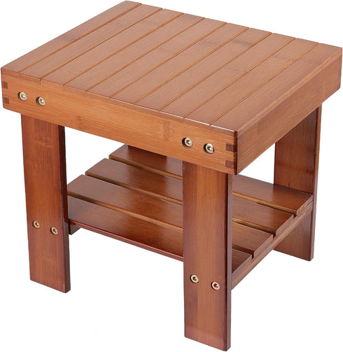 2 Pack 11 9 10 Inch Bamboo Step Stool, Bamboo Shower Bench, x x Foot Stool, Seat Stool for Home, Garden, Living Room