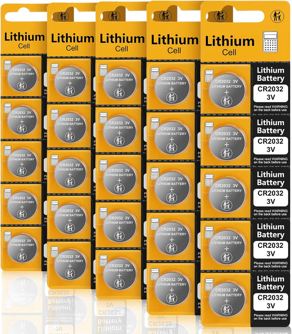 25 Pack 3 Volt CR2032 Lithium Batteries, 3V Button Cell Coin 2032 for Airtag, Car Remote Key