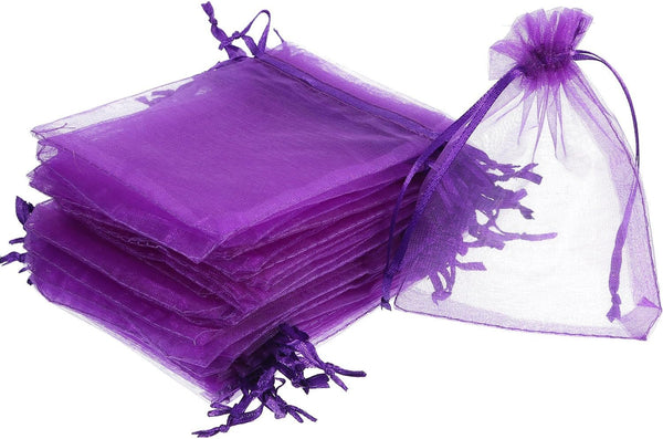 Mudder 50 Pack Organza Gift Bags, Dark Purple Wedding Party Favor Bags, Jewelry Pouches Wrap, 4 x 4.72 Inches