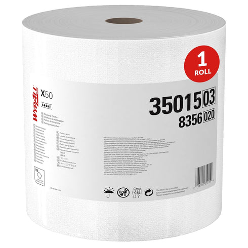 X50 Cloths, Jumbo Roll, 9 4/5 x 13 2/5, White, 1100/Roll