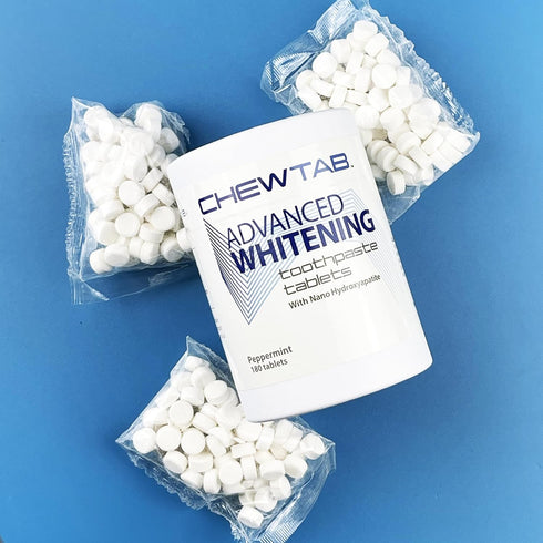 Chewtab Advanced Whitening Toothpaste Tablets with Nano-Hydroxyapatite, 180 Count Refill (Peppermint)