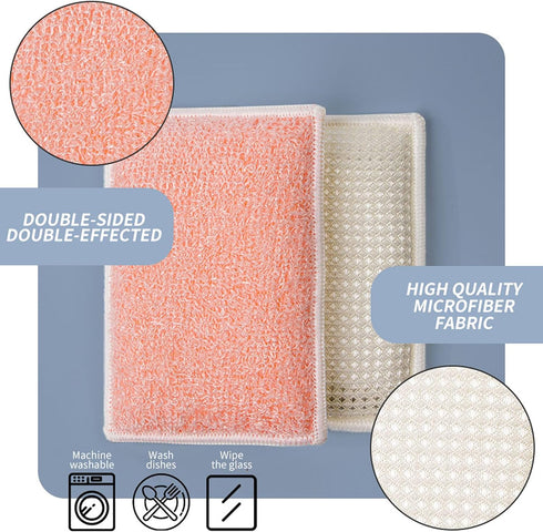 WANWLI 6-Pack) Dish Sponge Kitchen Sponges,Scrub Sponges Bamboo Fiber,Double Sided Cleaning,Non Scratch,Durable