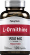 Piping Rock L-Ornithine 1500 mg - 120 Non-GMO Gluten Free Capsules - Free Form Supplement for Muscle Support