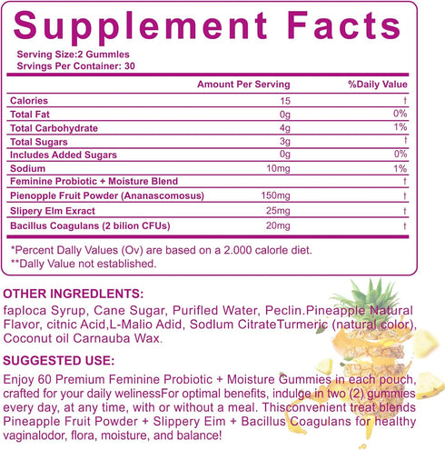 Gummies Gummies 60 Count Slippery Kitty | her Juicy Feminine probiotics | Support pH Balance & Digestive Health