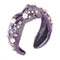 Pearl Knotted Headband, Sparkle Rhinestone Wide Knot Hairband for Women (Purple)