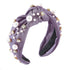 Pearl Knotted Headband, Sparkle Rhinestone Wide Knot Hairband for Women (Purple)