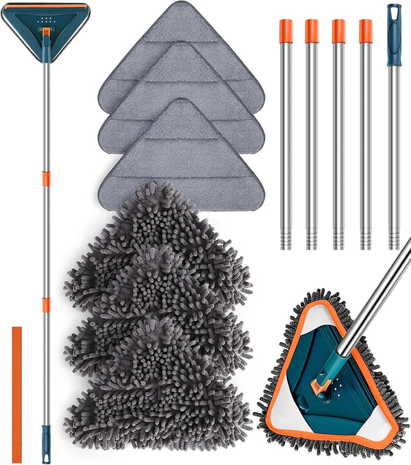 Wall Cleaner with Long Handle: 360° Rotatable Mop for Walls, Dust, Ceiling Fans, and Baseboards