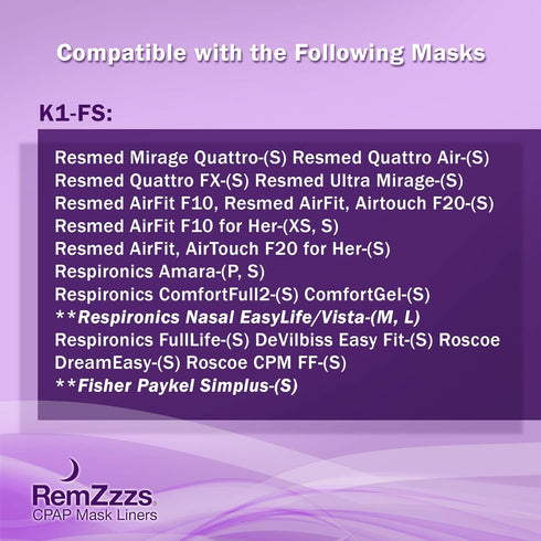 RemZzzs Full Face Cpap Mask Liners (K1-FS) - Reduce Noisy Air Leaks, Compatible with Resmed