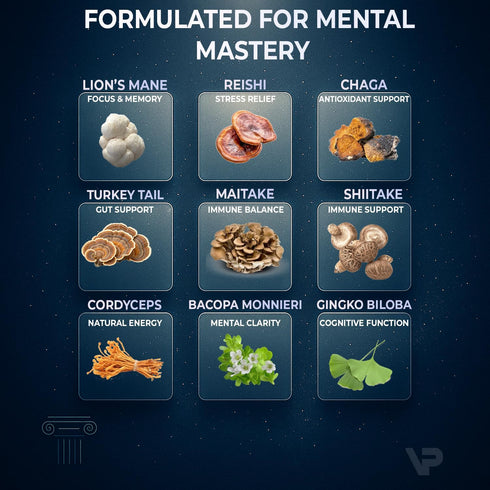 Varipeak 9-In-1 Gummies 90 Nootropic Mushroom | With Lion's Mane, Reishi, Chaga, & More | Enhanced with Bacopa Monnieri