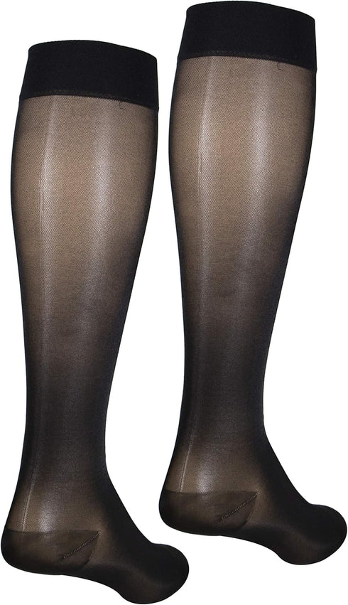 NuVein Sheer Compression Stockings, Women's Medium, 15-20 mmHg Support, Closed Toe, Knee High, Black