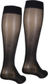 NuVein Sheer Compression Stockings - 15-20 mmHg Support, Women's Medium Denier Nylons, Knee High, Black, X-Large