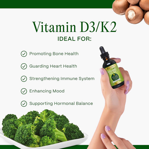 Go Nutrients Vitamin D3 K2 Drops, Liquid VIT D Supplement for Adults & Kids, 1 oz, 90 Servings