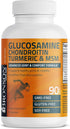 Bronson Glucosamine Chondroitin Turmeric & MSM Advanced Joint & Cartilage Formula, Non-GMO, 90 Capsules