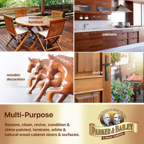 PARKER & BAILEY Kitchen Cabinet Cream, Multi-surface Wood Cleaner and Polish, Quick Shine Restorer