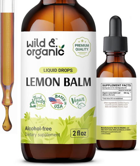 Organic Lemon Balm Tincture - 2 fl oz Liquid Extract for Stress Relief - Vegan Alcohol Free Supplement Drops