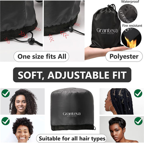 Hooded Hair Dryer Attachment with Integrated Headband, Diffuser Cap for Curly Hair, Speeds Up Drying Time