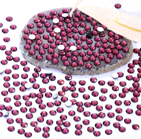 Purple Flatback Rhinestones, Glass Rhinestones for Nail Art and Craft, Loose Crystal Gemstones (SS20, 2880pcs,