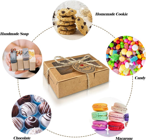 MUMULULU 25Pcs Soap Boxes for Homemade Soap, Small Kraft Packaging Boxes with Window for Bakery Candy Cookies