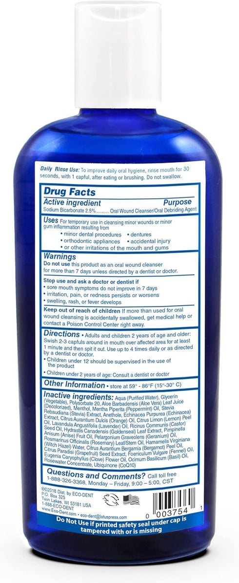 Eco-Dent Alcohol-Free Mouthwash, Mint - Ultimate Essential Mouth Care, Baking Soda Rinse with Essential Oils
