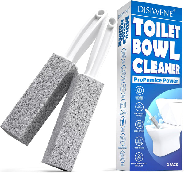 DISIWENE Pumice Cleaning Stone with Handle for Toilet Bowl, Hard Water Ring Remover for Bath, Pool, Kitchen, Household