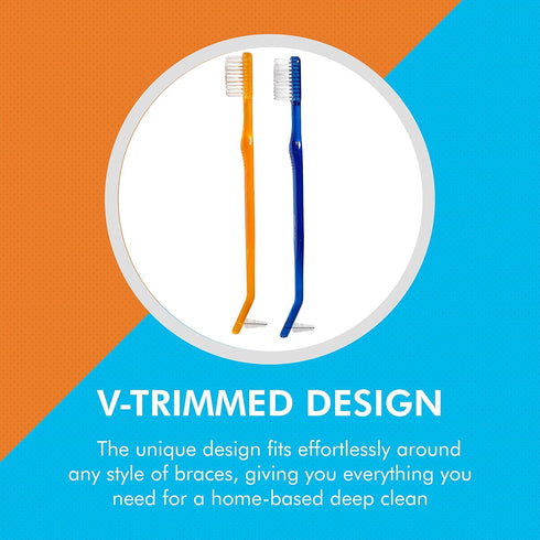 Toothbrush for Braces, Soft Head Braces Toothbrush, V Trimmed Design 2-Pack for Quick Orthodontic Cleaning