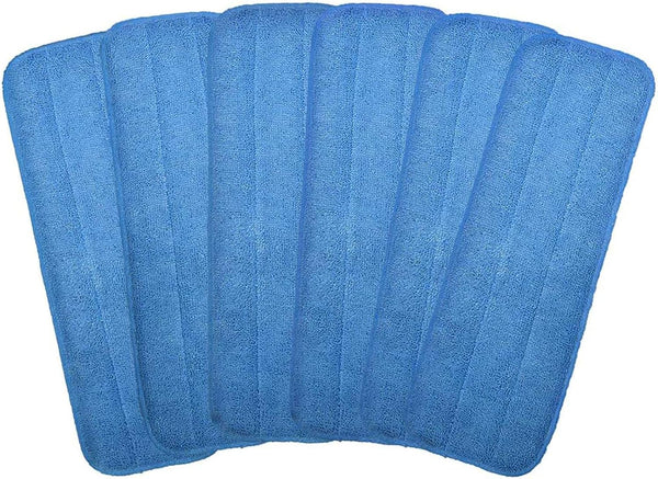 Microfiber Replacement Mop Pad - 18" x 6" Wet & Dry Cleaning Refills, Reusable Floor Mop Pads (6 Pack)